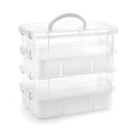 Foraineam 4-Tier Clear Storage Bins With 2 Divided Trays, Stackable Carry Storage Box Container, Plastic Lidded Organizer Case With Handle for Beads, Tools, Arts & Crafts, Sewing, Office Supplies