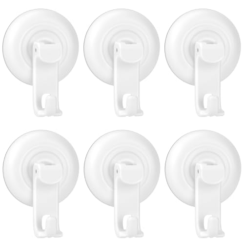 TACGEA Suction Cup Hooks for Shower, Powerful Vacuum Shower Hook for Towel, Robe, Loofah - Reuseable and Removeable Bathroom Hook, White, 6 Pack - color: White, size: 6 Pack