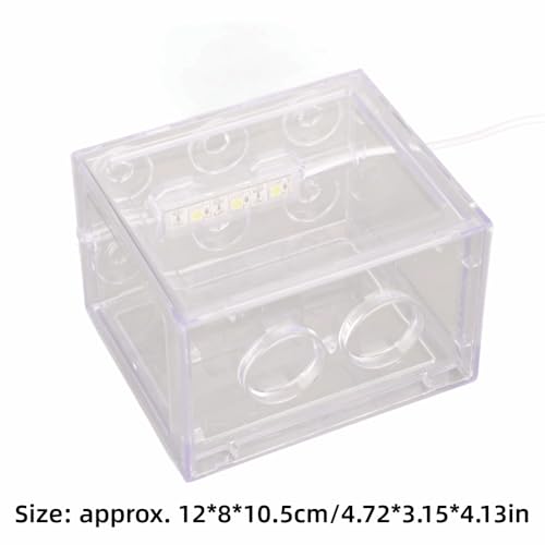Mini USB LED Aquarium Fish Bowl Plastic Tank with White Light for Desk Tabletop Decor Energy-Saving Office Accent(Transparent) - color: Transparent