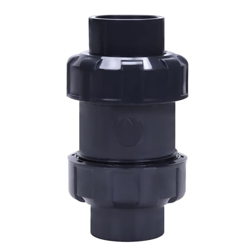 DERNORD 1-1/4" UPVC True Union Ball Check Valve with Full Port, EPDM Seals, Rated at 200 PSI, 1-1/4 Inch Socket - size: 1-14 inch