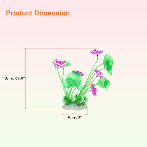 uxcell Aquarium Artificial Plants, 1 Pcs Fish Tank Plants Decorations Accessories Aquatic Ornaments Decor Water Grass, Rose Red-Green (Lotus Flower) - color: Rose Red-green