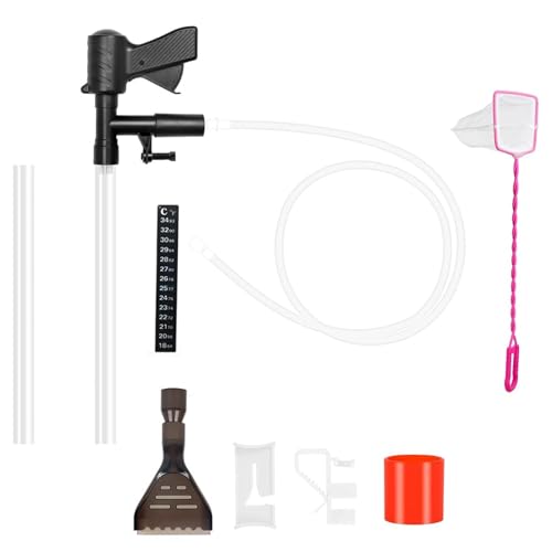 Aquarium Gravel Cleaner, Manual Air-Press Fish Tank Vacuum with Extension Tubes & Clamp, Multifunctional Siphon Cleaner for Sand Washing, Debris Removal