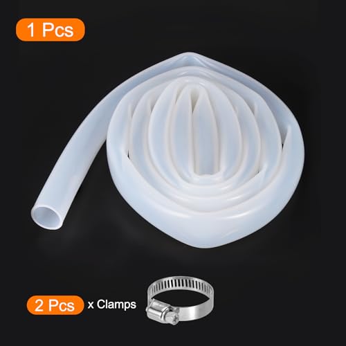 MECCANIXITY 10ft Clear Silicone Rubber Tubing 1 1/2" ID 1 3/4" OD Plastic Tube Flexible Air Hose for Brewing, Wine Making, Pump Siphon, 38.1mm x 44.6mm, with 2pcs Clamps - color: Clear, size: 1 1/2" x 1 3/4"