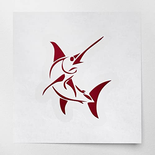 2 Pcs - Decal Stickers of Stylized Marlin Fish (Burgundy) Premium Waterproof Vinyl Decal Stickers for Laptop Phone Accessory Helmet Car Window Mug Tuber Cup Door Wall Decoration ANDSKUS512502RE070722 - color: Burgundy, size: 4.8'' x 5.6''