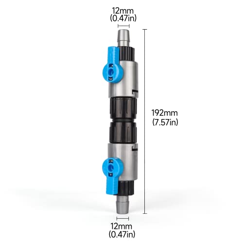 LANDEN Double Tab Connector for Aquarium, Canister Filter Hose Connector, Fish Tank Water Flow Control, Quick Release Valve, (1/2"(12/12mm)) - size: 1 PCS