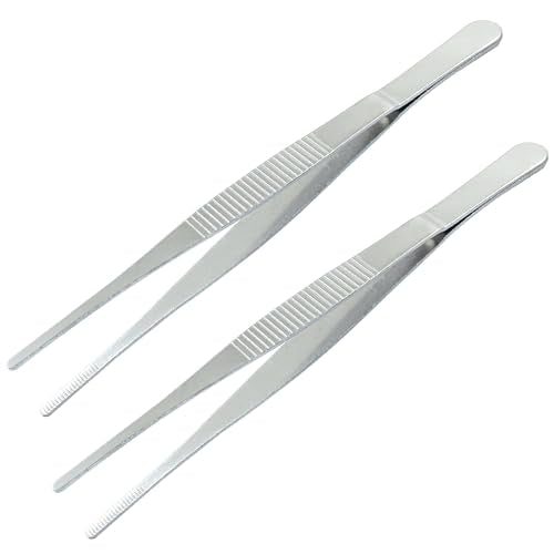 2 Pcs 6 Inch Stainless Steel Forceps, Straight Metal Tweezers General Application for Kitchen, Crafts, Plants - size: 6 Inch