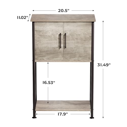 Herture 5-10 Gallon Fish Tank Stand, Metal Double Aquarium Stand with Cabinet for Fish Tank Accessories Storage, Heavy Duty 20.5" L* 11.02" W Tabletop, 500LBS Capacity Grey PG06YGZ