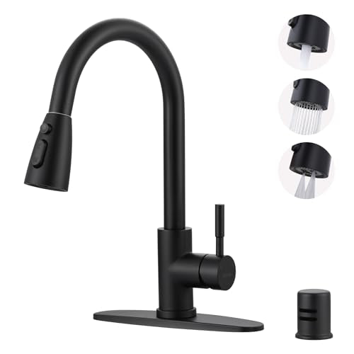 Kitchen Faucet with Air Gap: WOWOW Stainless Steel Kitchen Sink Faucet and Dishwasher Air Gap Kits for Kitchen Sink 2 or 4 Hole, Matte Black Finish - color: B: Black, style: Kitchen Faucet with Air Gap Kit