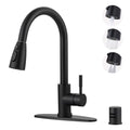Kitchen Faucet with Air Gap: WOWOW Stainless Steel Kitchen Sink Faucet and Dishwasher Air Gap Kits for Kitchen Sink 2 or 4 Hole, Matte Black Finish - color: B: Black, style: Kitchen Faucet with Air Gap Kit