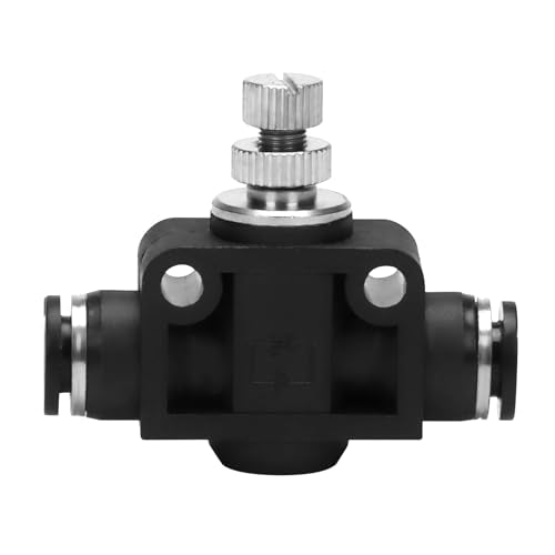 Air Flow Control Valve - 1/4" Tube OD x 1/4" Tube OD Straight Union Pneumatic Push to Connect Speed Regulator Valve (Pack of 1)