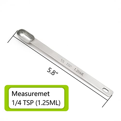 1PCS 1/4tsp (1.25ml) Single Measuring Spoon, Stainless Steel Long Handle Individual Teaspoons Only - size: 1/4tsp|1.25ml