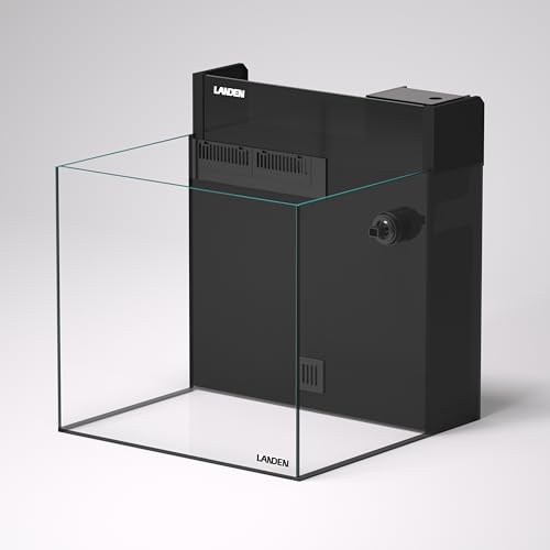 LANDEN EzCube 45K Rimless AIO Marine Aquarium Tank Kit with Rear Filter and Protein Skimmer, 14.5 Gal Saltwater Cube Fish Tank for Reef Coral Setup, W17.7×D17.7×H15.7 in (45×45×40cm) - size: 45 cm