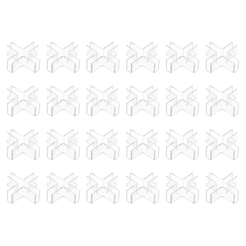 uxcell 24Pcs Plastic Glass Connector, Suitable for 6mm Thick Cross Shaped Glass to Glass Clamp, Fixing Bracket Rimless Clip Holder for Aquarium Fish Tank Display Shelves, Transparent - color: Transparent, size: 6mm
