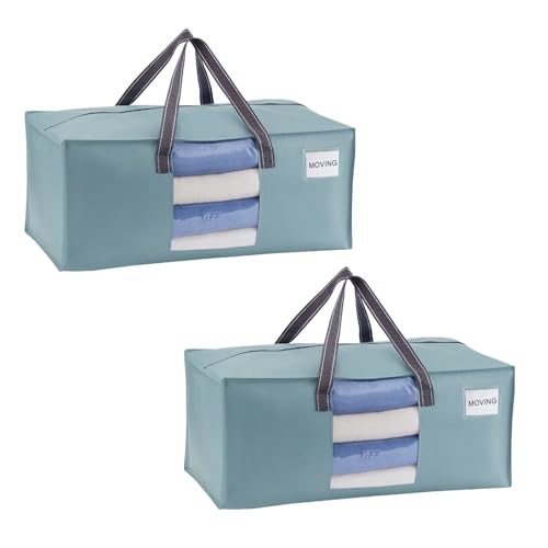 VENO 2 Pack Heavy Duty Moving Bags, Packing Bags with Clear Window, Alternative to Moving Boxes, Storage Bins for Clothes, Blankets, Comforters, College Dorm Essentials (Light Blue Matte, 2 Pack) - color: Light Blue Matte, size: 2 Pack