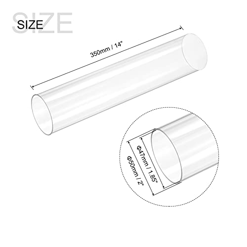 MECCANIXITY Plastic Pipe Rigid Polycarbonate Round Tube Clear 1.85"(47mm) ID 2"(50mm) OD 14" (350mm) High Impact for Lighting, Models, Water Plumbing - size: 1.85"IDx2"ODx14"