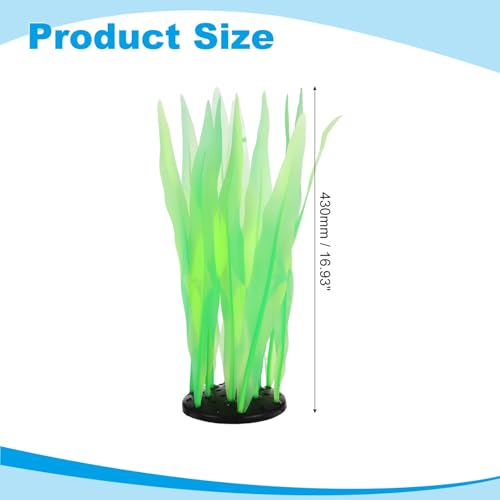 Aquarium Decoration, 17" Plastic Fish Tank Plants Artificial Silicone Glowing Kelp Aquarium Plants Ornament, (Green, 1 Pcs), Intended for Tall Fish Tank Decor/Landscaping - color: Green, size: 17"