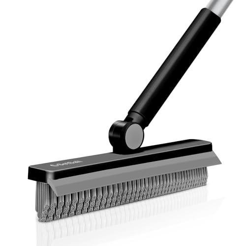 SetSail Grout Cleaner Brush with Long Handle, V-Shaped Floor Scrub Brush Swivel Grout Brush Stiff Bristle Floor Grout Scrubber for Bathroom, Tile Line, Crevice, Kitchen, Wall, Deck, Garage, Black Grey - color: Black Grey