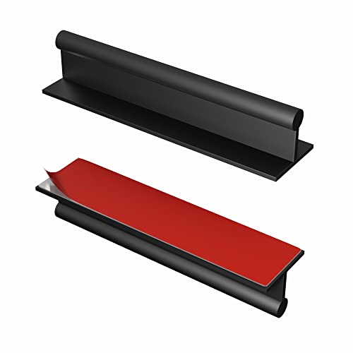 HRX Self-Adhesive Edge Fingerpull Door Handle - Easy to Install Screwless Peel and Stick on Glass, Wood, Metal, Plastic - Sliding Doors Knob for Kitchen Fronts, Drawers & Dressers Panels - 2 Pack - color: Black