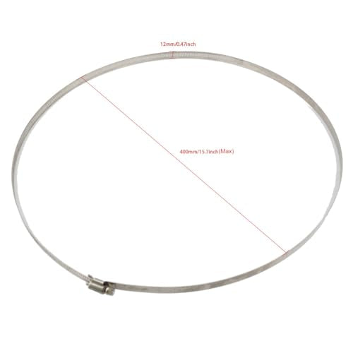 5 Pcs 15.7inch/400mm(Hoop diameter Max) Stainless Hoop Steel Hose Clips Duct Clamps Adjustable Worm Drive Hose Clamp For Inline Duct Fan Hydroponic Duct Hoop