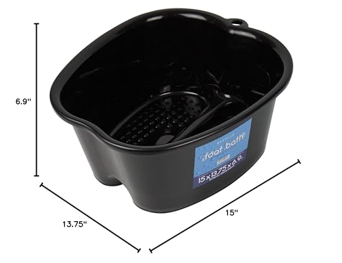 Mantello Foot Soaking Tub- Extra Large Pedicure Bowl - Foot Bath Basin - Home Foot Spa (Black) - color: Black