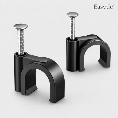Easytle Plastic Cable Clamps Nail in Cable Clips 100 Pcs 10mm Cable Wire Clips Cable Tacks Coax Cable Clips Speaker Wire Clips Cable Nails for Cords Ethernet Cable Clips Black RG6 RG59 CAT6 RJ45
