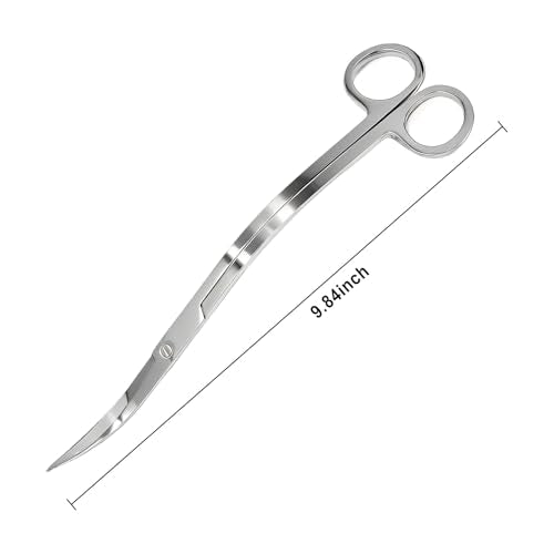Extra Long Curved Aquarium Scissors, Stainless Steel Tools for Trimming Aquatic Plants, Professional Wave Scissors for Fish Tank, Aquarium & Terrarium, Ambidextrous Design