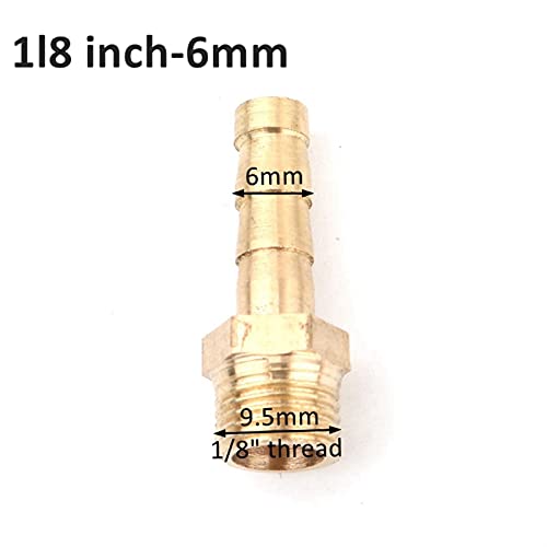 Lfang-Brass Hose Fitting 5pcs 1/8" Thread To 4/6/8/10/12mm Soft Hose Connector Garden Irrigation Adapter Aquarium Air Pump Line Fish Tank Hose Fittings, good wear resistance(Male 1l8 inch 6mm) - color: Male 1l8 Inch 6mm