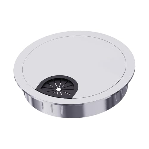 Desk Grommet 2 Inch 50mm, Zinc Alloy Computer Desk Wire Hole Cover, Office Desktop Cord Cable Hole Metal Ring, Silver Tone - size: 2" Silver Tone
