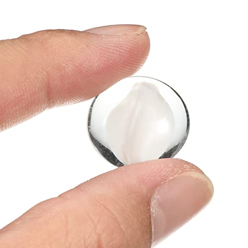 MECCANIXITY Decorative Flat Glass Marbles 17-19mm Rock Vase Filler Beads Pebbles Petal White for Fish Tank Table Scatter Decor, 100 Pcs - color: White