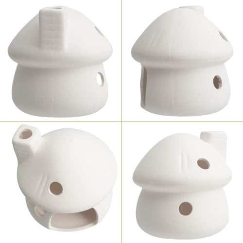 RUIAN Aquarium Mushroom House Decorations with Betta Fish Cave, Ceramic Cichlid Caves for Aquarium, Fish Tank Decoration, Syrian Hamster (White) - color: Mushroom+base(white)