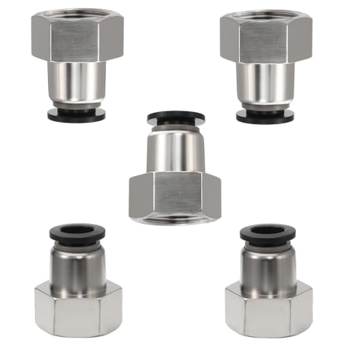 3/8 Air hose fittings, Push to Connect Air fittings Female Straight 3/8 Inch Tube OD x 1/2 NPT Thread Fitting (Pack of 5) - size: OD 3/8 - NPT 1/2, style: Female thread