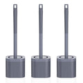 Toilet Bowl Brush and Holder, 3 Pack Compact Toilet Brush Set with Nylon Bristles Toilet Brush Hidden Scrubber Brushes for Bathroom Cleaning—Blue - color: Grey Blue-3p