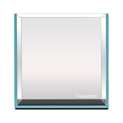 Aquatop High Clarity Low Iron Glass Cube Aquarium, 4.12 Gal – 5mm Thick Glass – Slim Design – Fresh & Saltwater – Desktop Tank with Silicone Sealing - size: 4.1 Gal