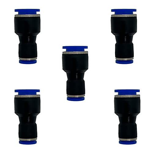 zjxed 1/2" OD x 5/16" OD Pneumatic quick Connector Push to Connect fittings Straight reducer Union/Coupler (Pack of 5) - size: 1/2 inch-5/16 inch
