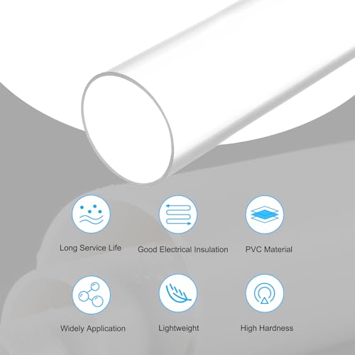 MECCANIXITY 2.6 Inch Clear PVC Rigid Pipe 66mm ID 75mm OD 14" High Impact for Water Pipe, Aquarium, Fish Tank, Greenhouse Garden, Clear - color: Clear, size: 66mm x 75mm