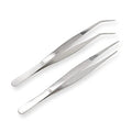 8 Inch Stainless Steel Tweezers with Straight and Curved Serrated Tip Multipurpose Forceps for Craft Repairing 2 Pack - size: 8 Inch