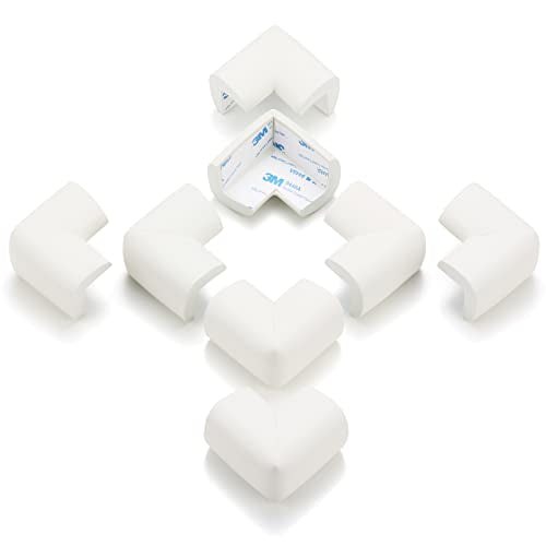 8 Pack Soft Corner Protector Baby Proofing Edge and Corner Guards, Safety Pre-Taped Rubber Foam,Child Safety Furniture Bumper, Corner Protectors for furniturey, Soft Sponge Table Corners, White - color: 8 Beige Sponge Corners