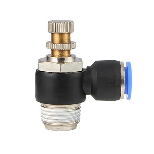 Pneumatic Push to Connect Air Flow Control Valve, 8mm Tube OD x 3/8" Male BSP Thread, Elbow 90 Degree Switch Valve Adapter Fitting (Pack of 5)