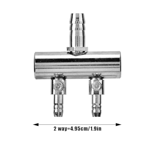 Joyzan Air Splitter Flow Control Valve, Aquarium Flow Gang Lever Pump Distributor 2 Way Stainless Steel Fish Tank Manifolds Multi Port T Shaped Line Metal Regulator Connector Airline Tubing Hose