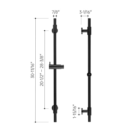 KES 30-Inch Matte Black Shower Slide Bar with Adjustable Handheld Shower Head Holder for Bathroom Wall Mount 18/8 Stainless Steel, F209S78-BK - color: Matte Black, style: 30.7-Inch+Drill Mounted