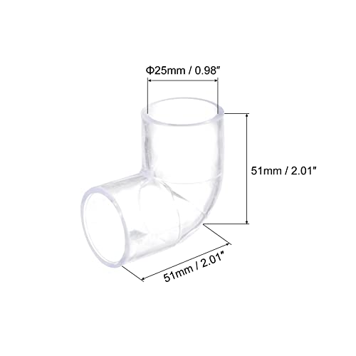 uxcell 4Pcs Clear Elbow Fitting, 25mm/0.98" 2 Way Acrylic Elbow 90 Degree L-Shaped Pipe Fitting Adapter for Connecting Water Pipes