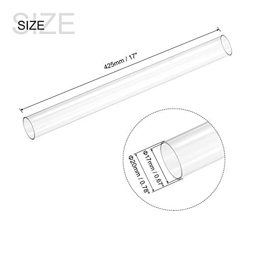 MECCANIXITY Plastic Pipe Rigid Polycarbonate Round Tube Clear 0.67"(17mm) ID 0.78"(20mm) OD 17" (425mm) High Impact for Lighting, Models, Water Plumbing - size: 0.67"IDx0.78"ODx17"