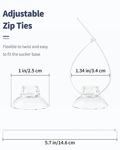 Pawfly 30 Pack Suction Cups with 40 Pieces Adjustable Zip Ties. Suction Cups kit for Aquarium Fish Tank and Shrimp Dodging Nest - size: 30 Pack