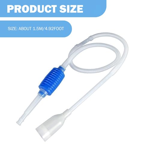 Aquarium Siphon, 5 Feet Manual Siphon Pump, Aquarium Vacuum Gravel Cleaner Fish Tank Water Change Accessories, Blue