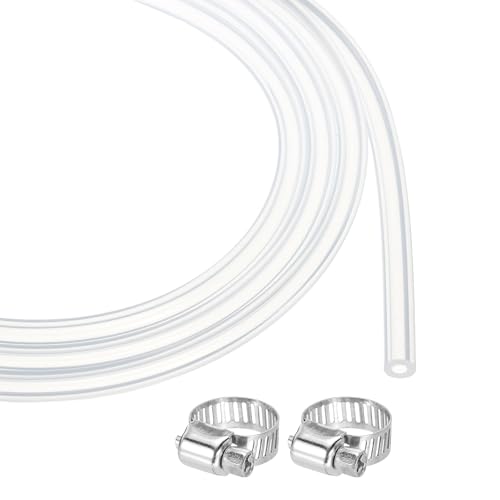 MECCANIXITY 10ft Clear Silicone Rubber Tubing 1/8" ID 1/4" OD Plastic Tube Flexible Air Hose for Brewing, Wine Making, Pump Siphon, 3mm x 6mm, with 2pcs Clamps - color: Clear, size: 1/8" x 1/4"
