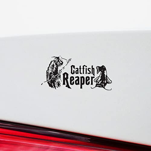 Decal Stickers of Catfish Reaper Fishing #2 (Black) (Set of 2) Premium Waterproof Vinyl Decal Stickers for Laptop Phone Accessory Helmet Car Window Mug Tuber Cup Door - BICVER1570832BLW19Y24 - color: Black, size: 6.8'' x 3.3''