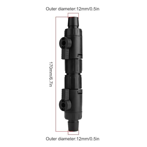 MiOYOOW Aquarium Hose Valve, Fish Tank Hose Connector Aquarium Water Control Valve with Quick Release Handle for 12/16MM Pipe - color: 12mm to 12mm