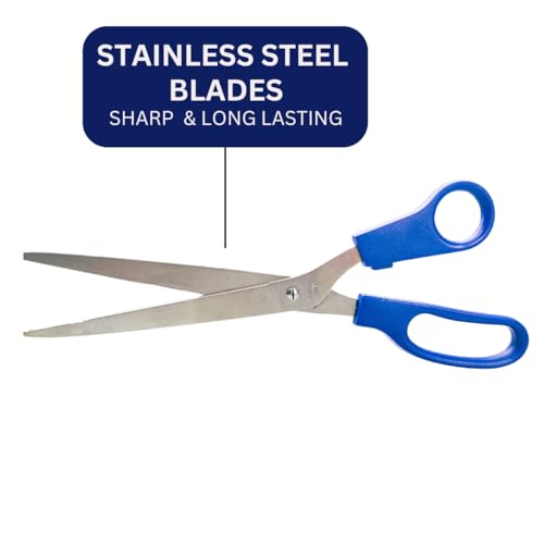 KUTZ 11" (27.9 cm) Leather Cutting Scissors | Extended Reach & Sharpness | Plastic Handles | Stainless Steel Blades | Ideal for Fabrics, Leather & Crafting Tasks - size: 11"