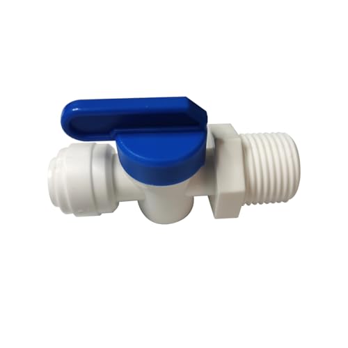 1/2" male adapter to 1/4" o.d. tube shut off valve Quick Connector Push-In Tube Fitting for Reverse Osmosis Water Filter Purifier,5pcs. - size: 1/2" male thread x 1/4" o.d. tube