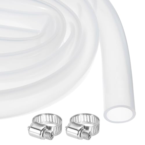 MECCANIXITY 3ft Clear Silicone Rubber Tubing 5/8" ID Plastic Tube Flexible Air Hose for Brewing, Wine Making, Pump Siphon, 16mm x 20mm, with 2pcs Clamps - size: 16mm x 20mm